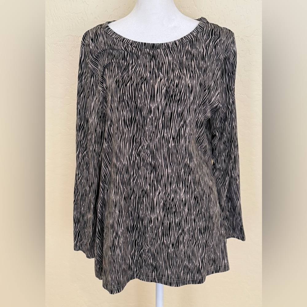 MASAI Copenhagen Animal Zebra Abstract Pullover Top Blouse Tunic SZ XL Stretch